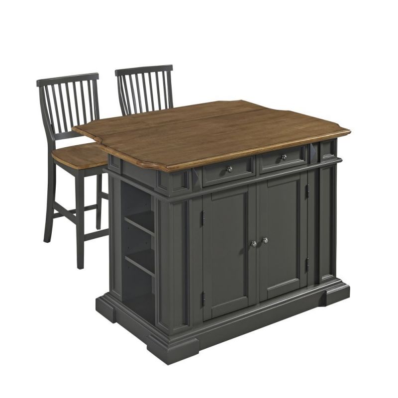 Homestyles Furniture - Americana Gray 3 Piece Kitchen Island Set - 5013-948