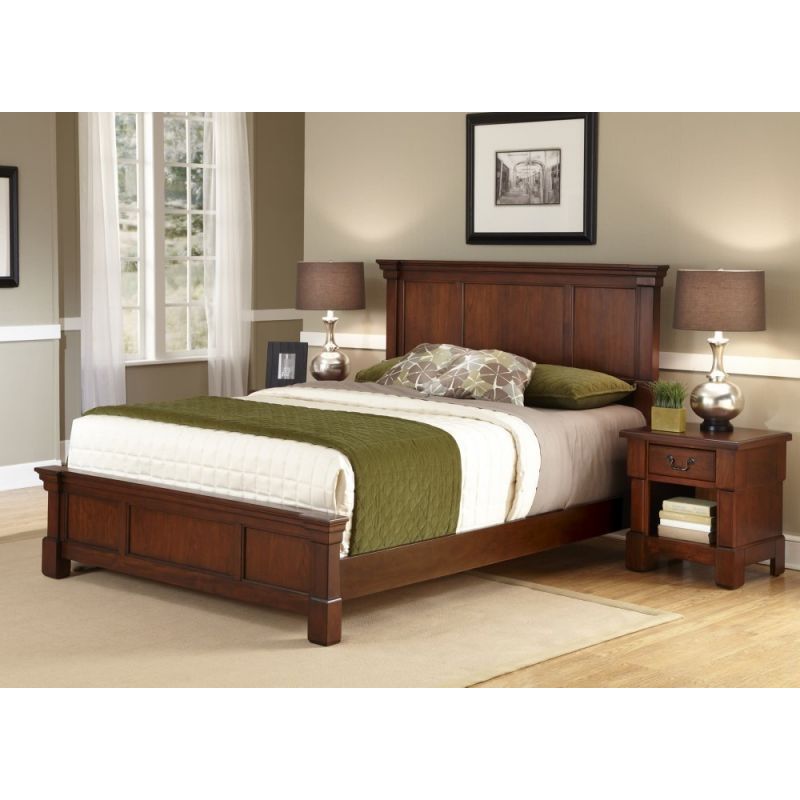 Homestyles Furniture - Aspen Brown Queen Bed and Nightstand - 5520-5019