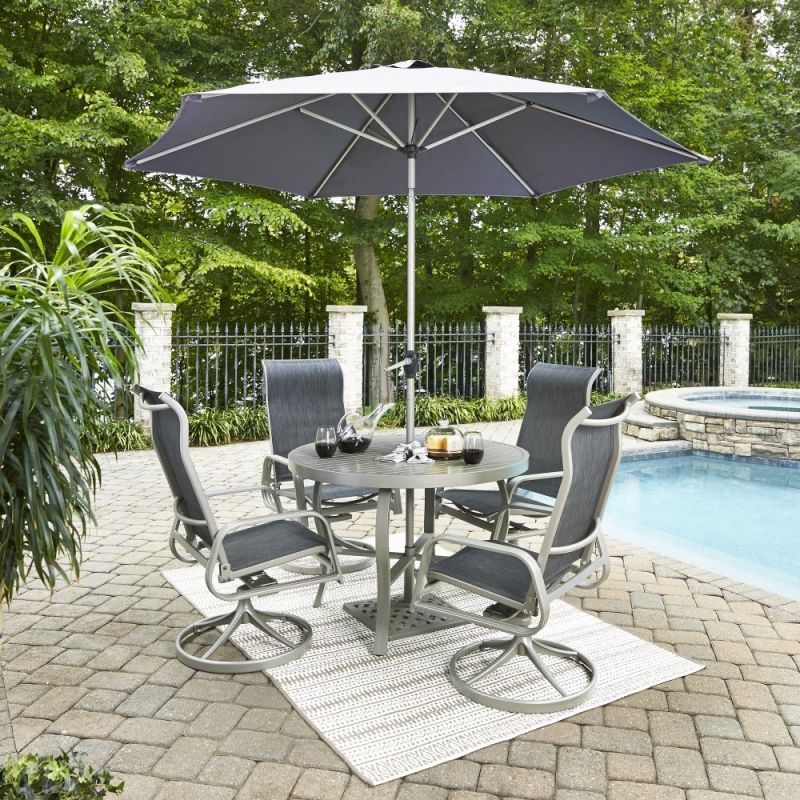 Homestyles Furniture - Captiva Gray 6 Piece Outdoor Dining Set with Umbrella - 6700-30556