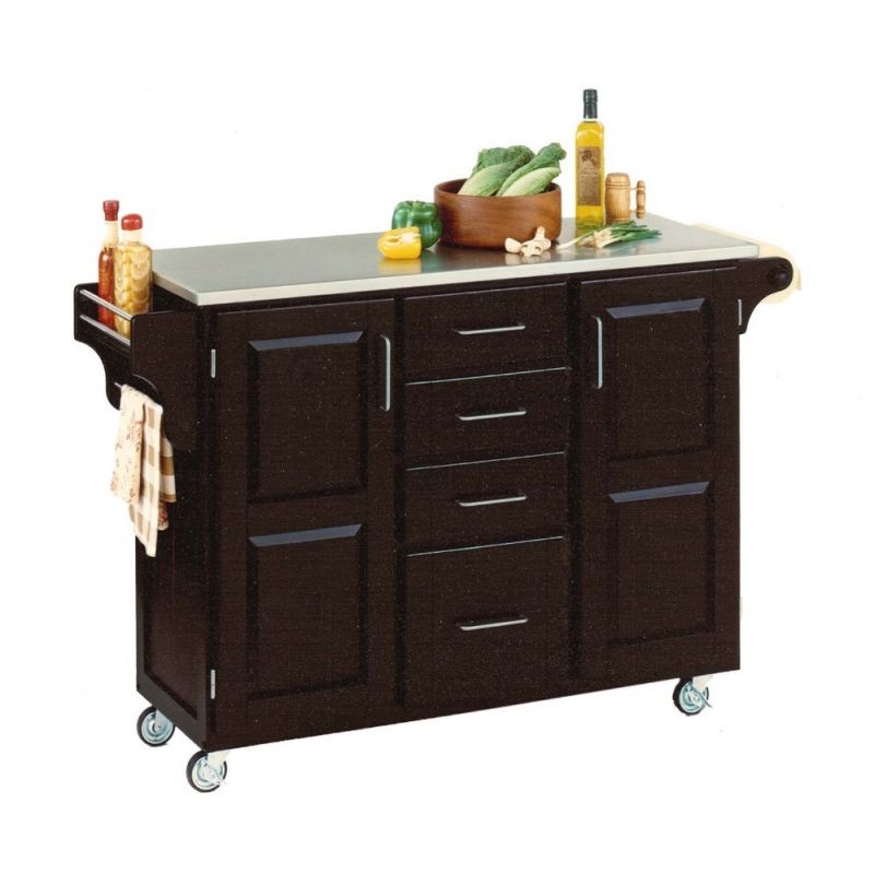 Homestyles - Create-a-Cart Black Kitchen Cart with stainless steel top - 9100-1042