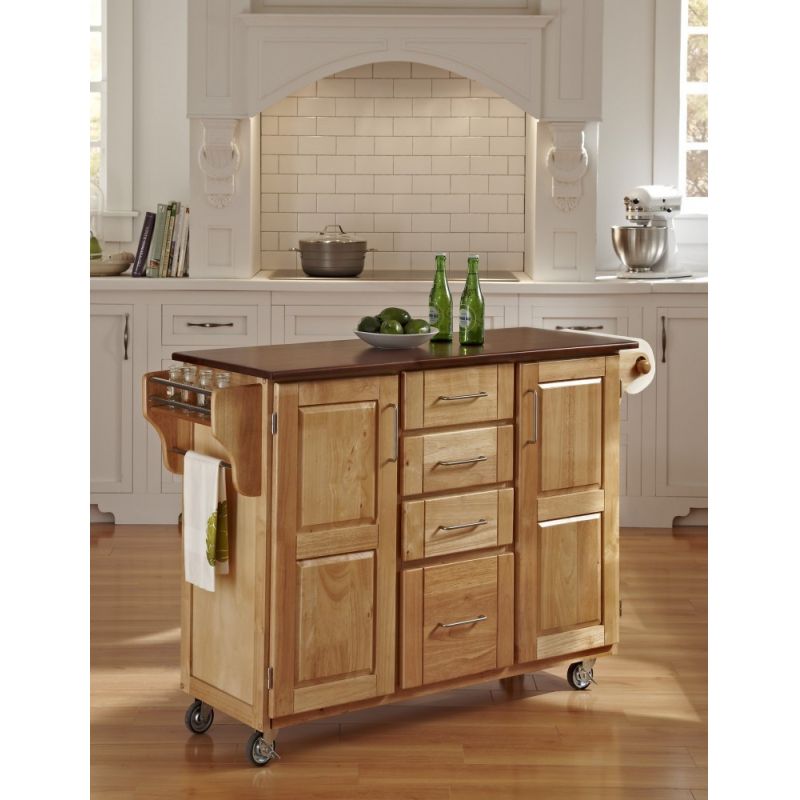 Homestyles - Create-a-Cart Brown Kitchen Cart with oak finished wood top - 9100-1016G