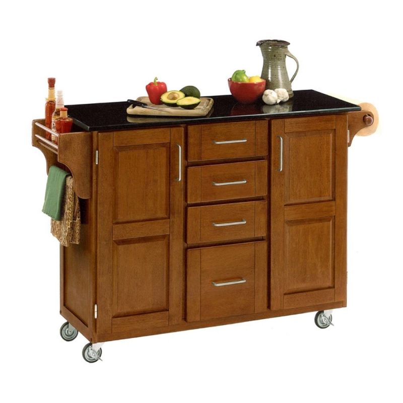 Homestyles - Create-a-Cart Dark Brown Kitchen Cart with black granite top - 9100-1064