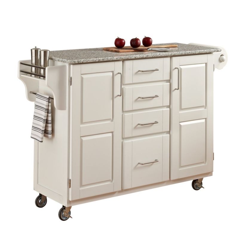 Homestyles - Create-a-Cart Off White Kitchen Cart with gray granite top - 9100-1023