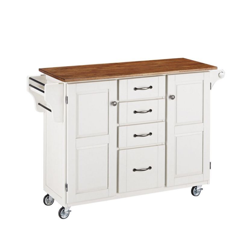 Homestyles - Create-a-Cart Off White Kitchen Cart with oak finished wood top - 9100-1026G
