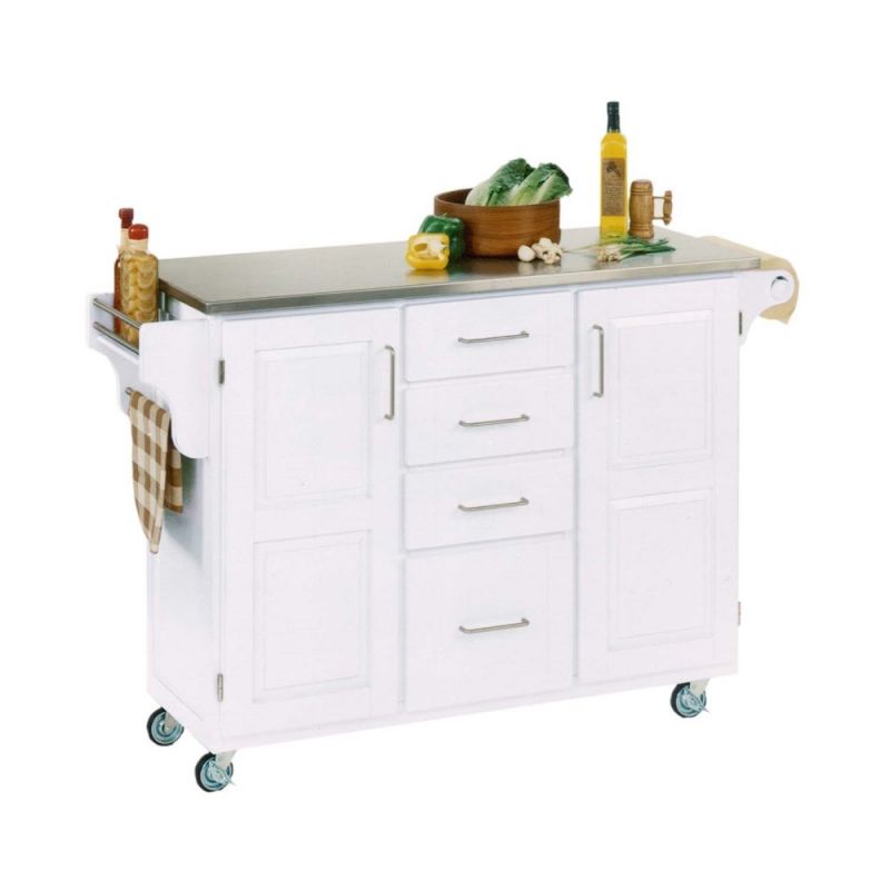 Homestyles - Create-a-Cart Off White Kitchen Cart with stainless steel top - 9100-1022