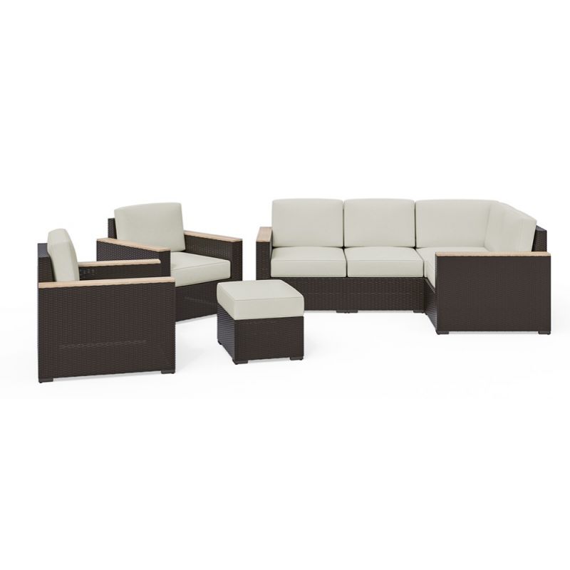 HomeStyles Furniture - Outdoor 4 Seat Sectional, Arm Chair Pair and Ottoman - 6800-411D9-T