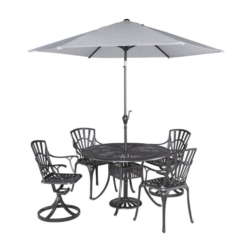 Homestyles Furniture - Grenada Gray 6 Piece Outdoor Dining Set with Umbrella - 6660-32586