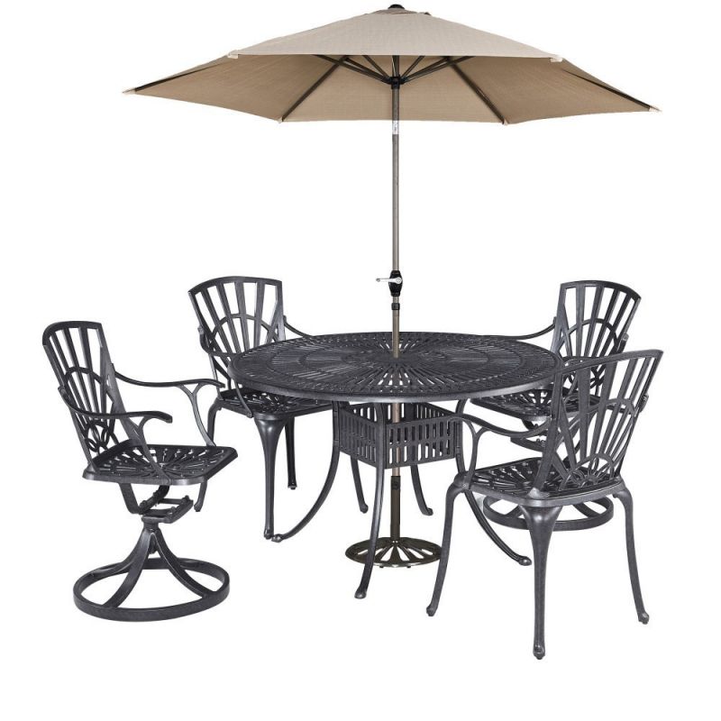 Homestyles Furniture - Grenada Taupe 6 Piece Outdoor Dining Set with Umbrella - 6661-32586
