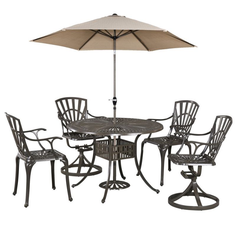 Homestyles Furniture - Grenada Taupe 6 Piece Outdoor Dining Set with Umbrella - 6661-30586