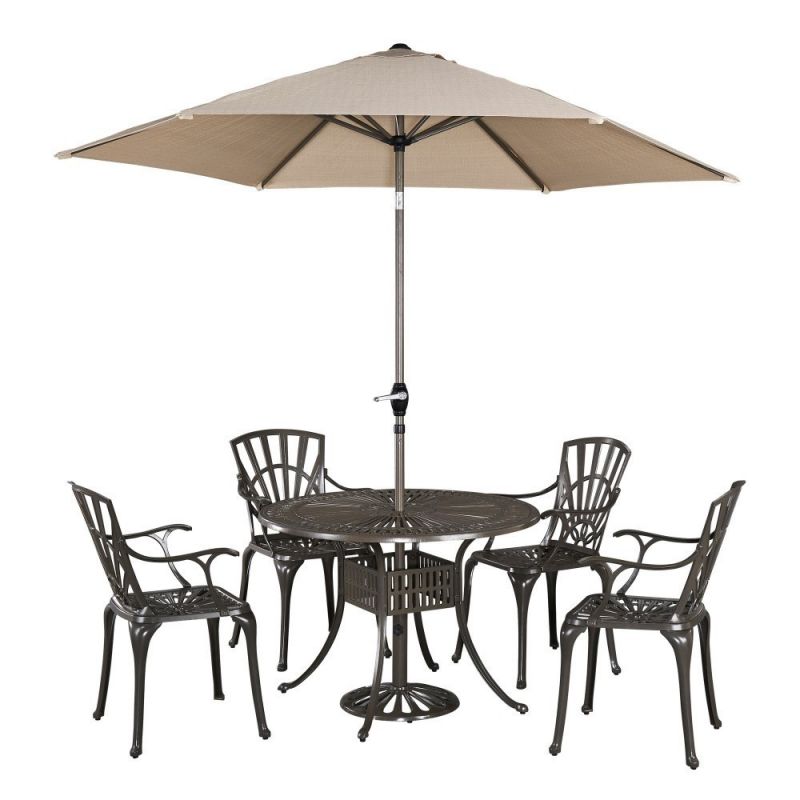 Homestyles Furniture - Grenada Taupe 6 Piece Outdoor Dining Set with Umbrella - 6661-3086