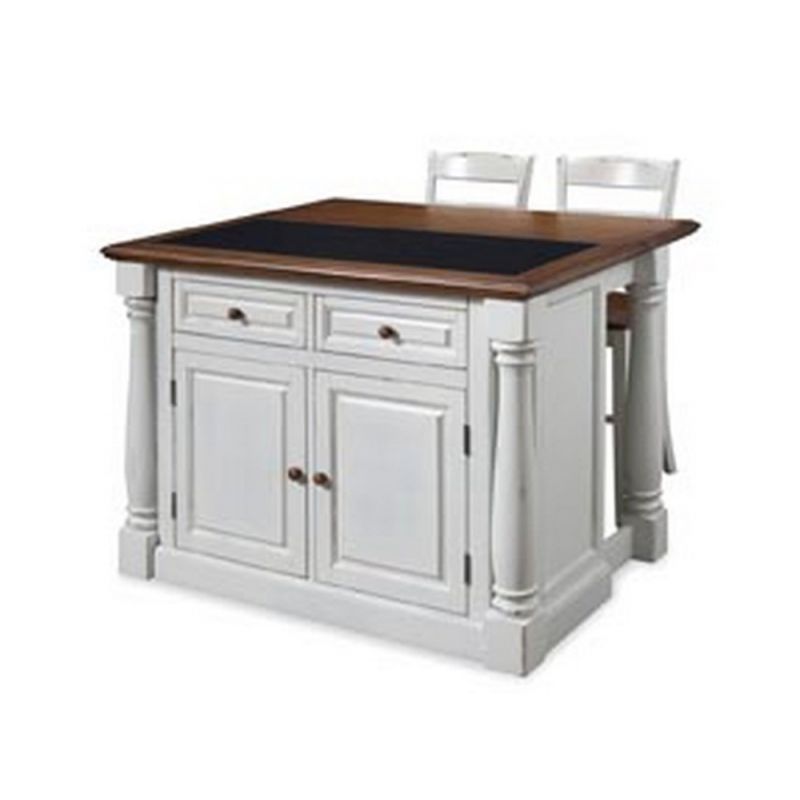 Homestyles Furniture - Monarch White 3 Piece Kitchen Island Set - 5021-948