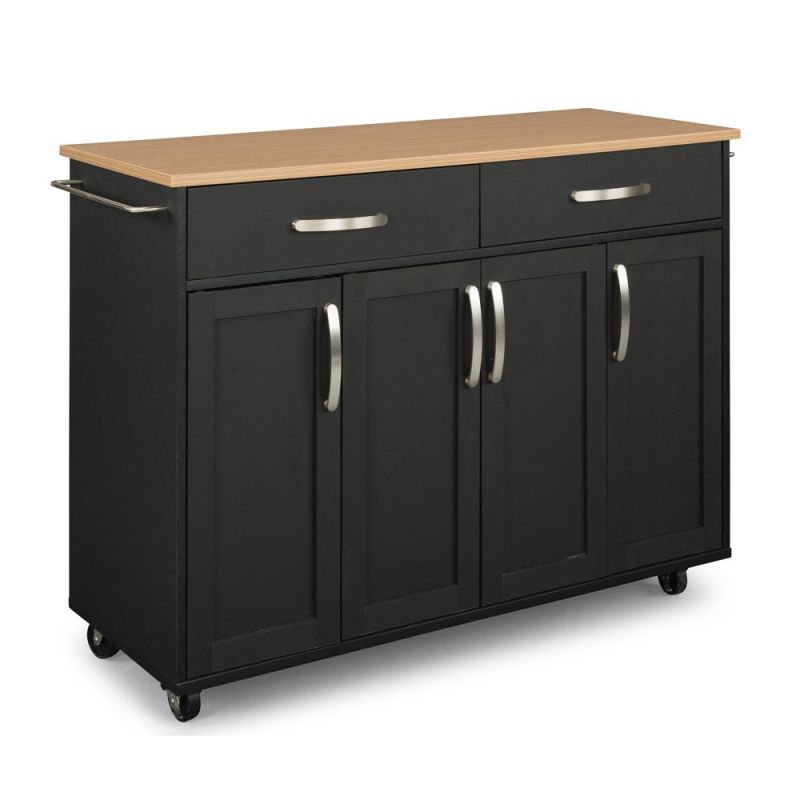 Homestyles - Storage Plus Black Kitchen Cart with doors - 4411-95