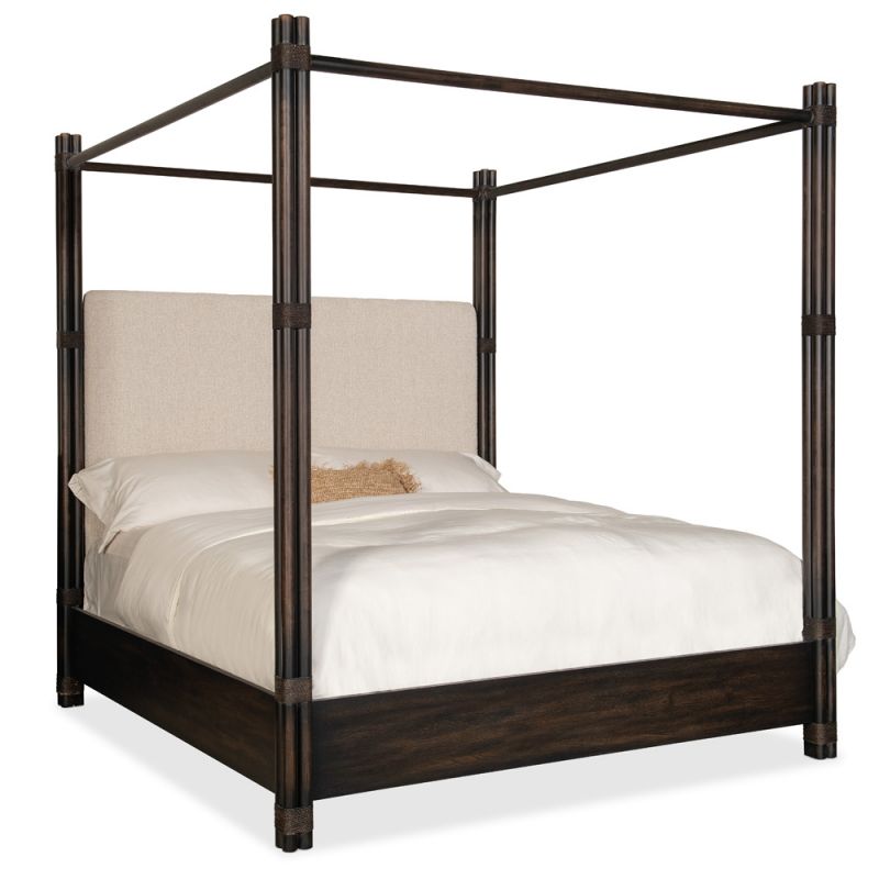 Hooker Furniture - Retreat Pole Rattan Cal King Upholstered Poster Bed w/Canopy - 6950-90460-99