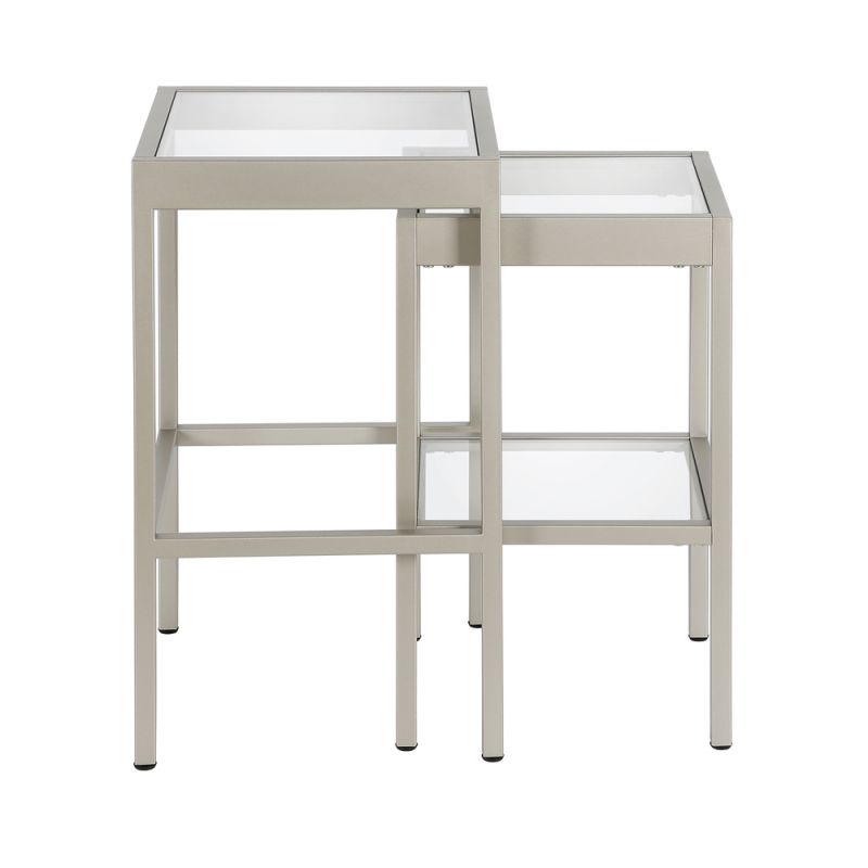 Hudson & Canal - Alexis Rectangular & Square Nested Side Table in Nickel - ST0390