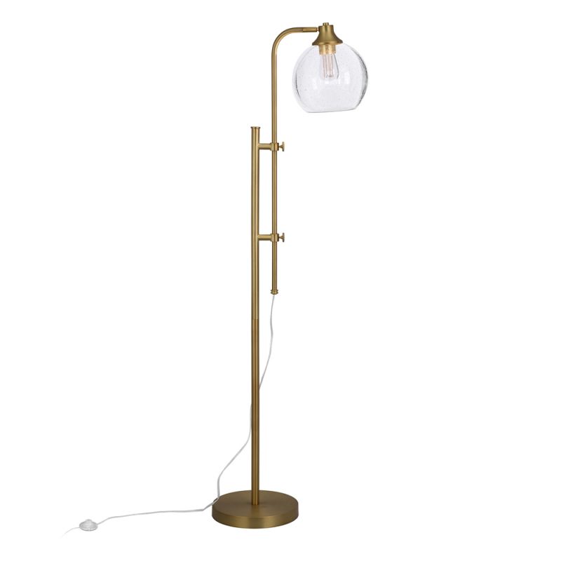 Hudson & Canal - Antho Height-Adjustable Floor Lamp with Glass Shade in Brass/Seeded - FL0369