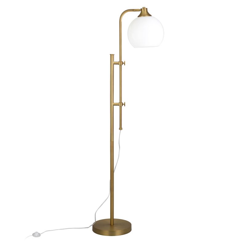 Hudson & Canal - Antho Height-Adjustable Floor Lamp with Glass Shade in Brass/White Milk - FL1082