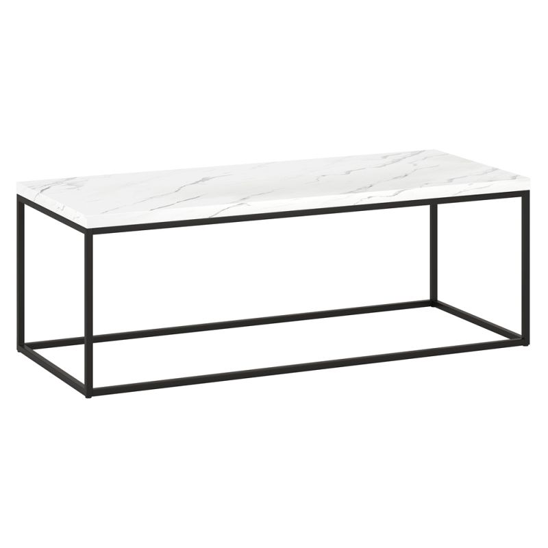 Hudson & Canal - Artur Rectangular Coffee Table with Faux Marble Top in Blackened Bronze - CT1814