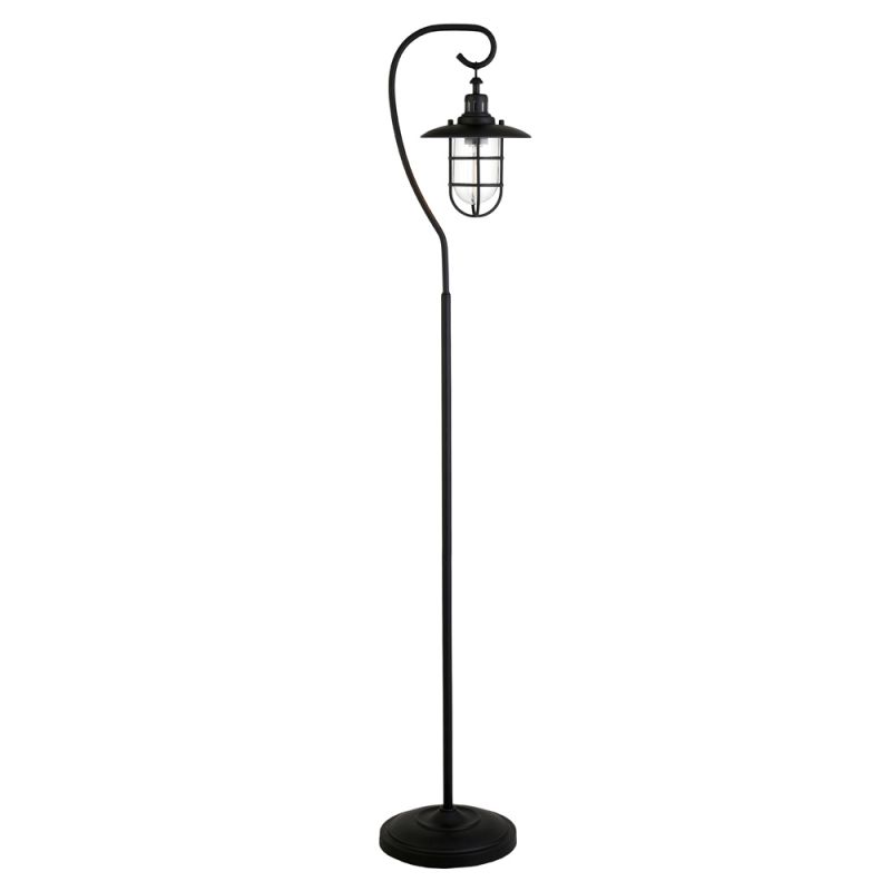 Hudson & Canal - Bay Nautical Floor Lamp with Glass Shade in Blackened Bronze/Clear - FL1410