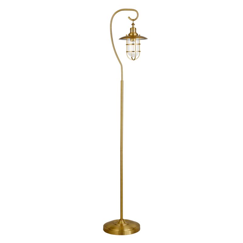 Hudson & Canal - Bay Nautical Floor Lamp with Glass Shade in Brass/Clear - FL1411