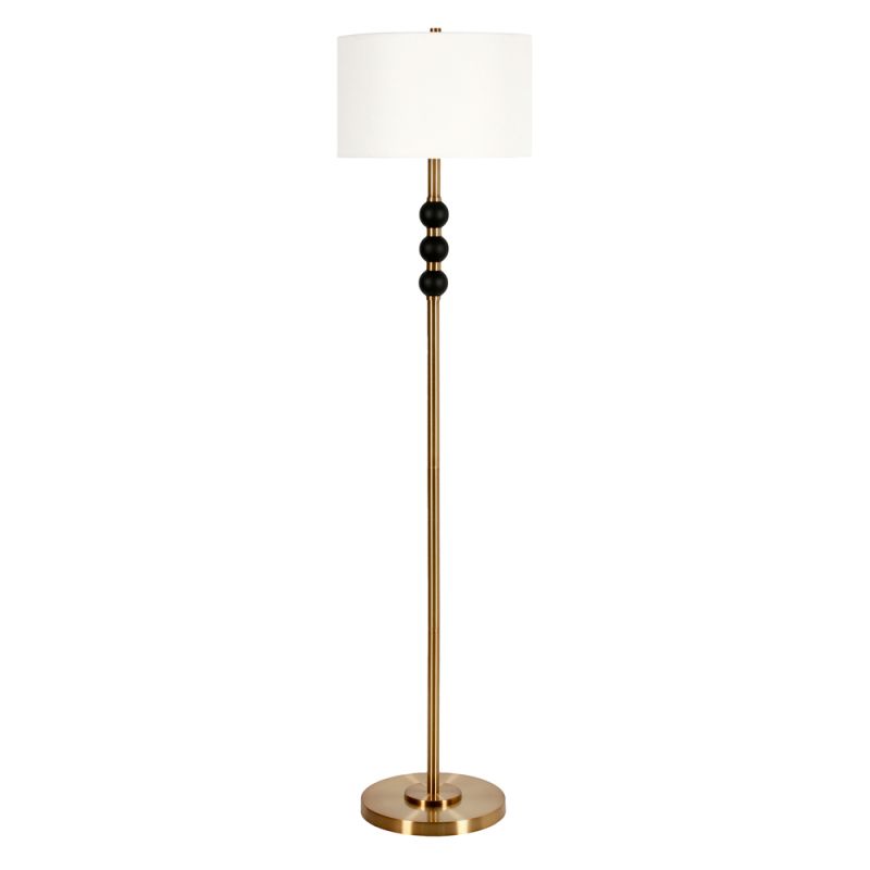 Hudson & Canal - Bernard Two-Tone Floor Lamp with Fabric Shade in Brass/Blackened Bronze/White - FL0820