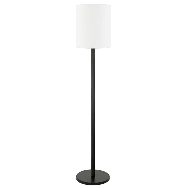Hudson & Canal - Braun Round Base Floor Lamp with Fabric Shade in Blackened Bronze/White - FL0903