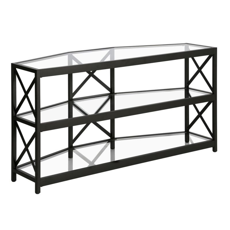 Hudson & Canal - Celine Hexagonal TV Stand with Glass Shelves for TV's up to 55