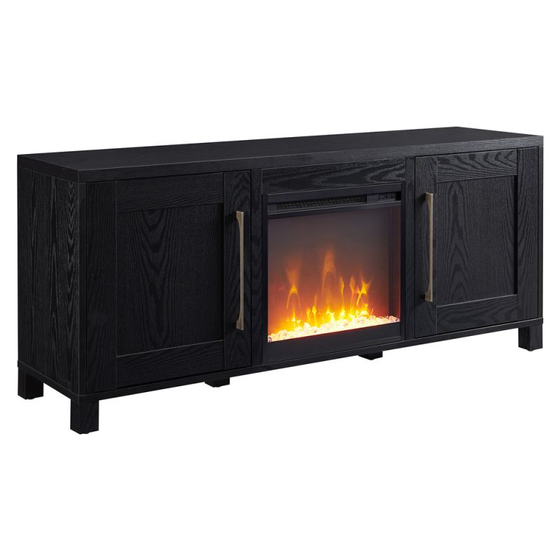 Hudson & Canal - Chabot Rectangular TV Stand with Crystal Fireplace for TV's up to 65
