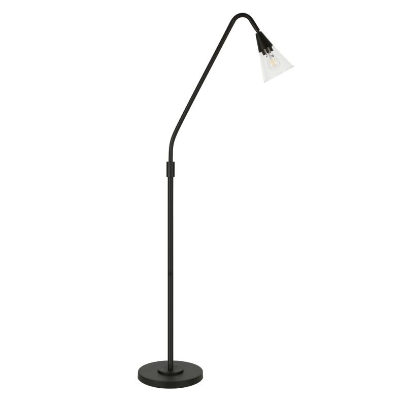 Hudson & Canal - Challice Arc Floor Lamp with Glass Shade in Blackened Bronze/Clear - FL0295
