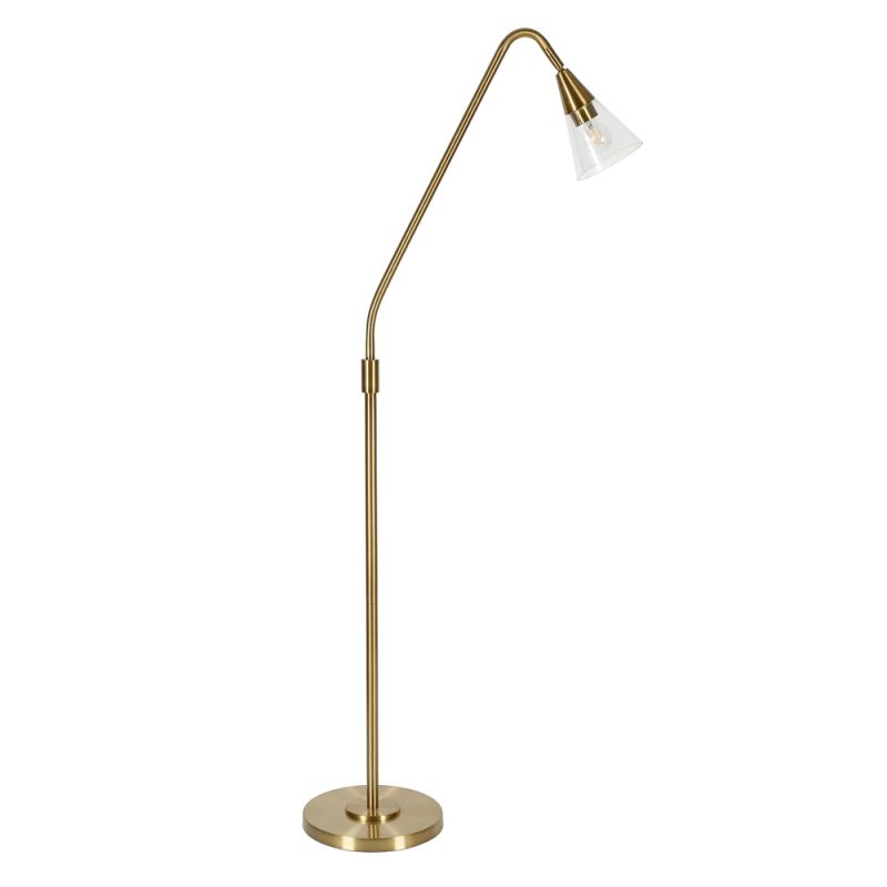 Hudson & Canal - Challice Arc Floor Lamp with Glass Shade in Brass/Clear - FL0296