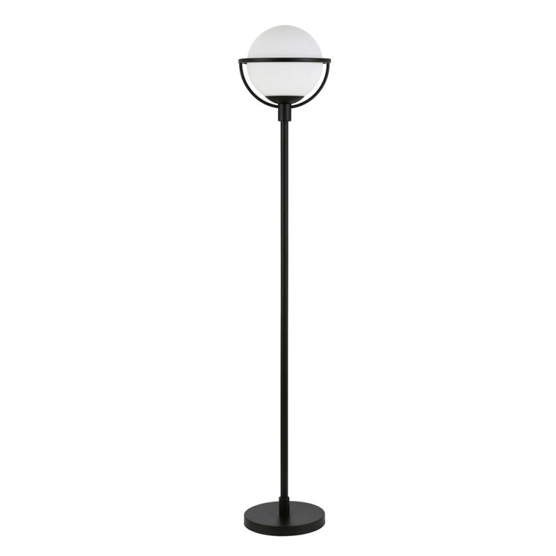 Hudson & Canal - Cieonna Globe & Stem Floor Lamp with Glass Shade in Blackened Bronze/White - FL0166