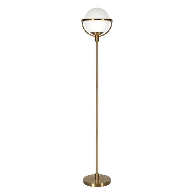 Hudson & Canal - Cieonna Globe & Stem Floor Lamp with Glass Shade in Brass/White - FL0287