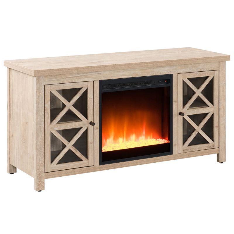 Hudson & Canal - Colton Rectangular TV Stand with Crystal Fireplace for TV's up to 55