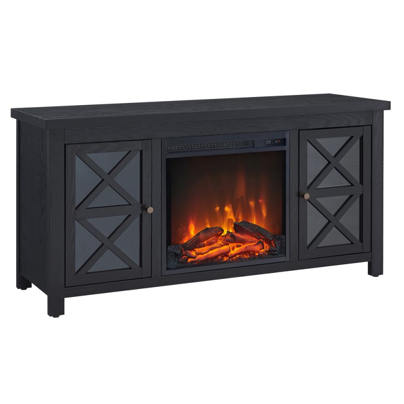 Hudson & Canal - Colton Rectangular TV Stand with Log Fireplace for TV's up to 55