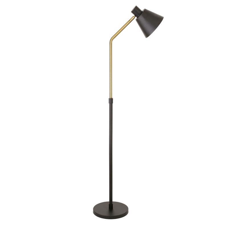Hudson & Canal - Elmer Two-Tone Floor Lamp with Metal Shade in Blackened Bronze/Brass/Blackened Bronze - FL0886