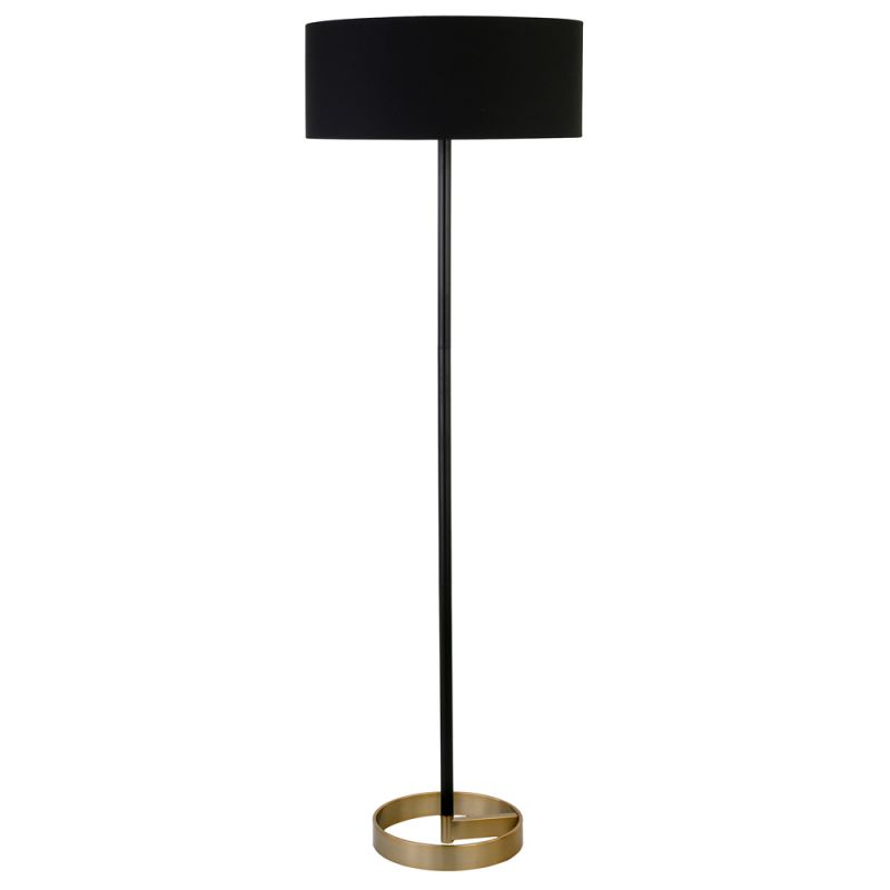 Hudson & Canal - Estella Two-Tone Floor Lamp with Fabric Shade in Matte Black/Brass/Black - FL1159