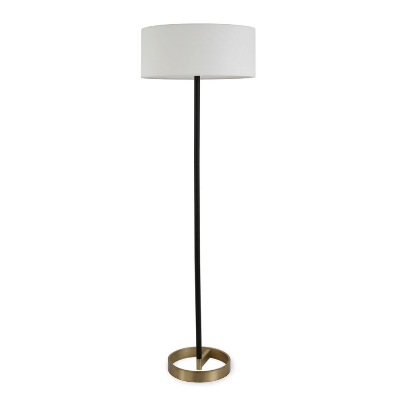 Hudson & Canal - Estella Two-Tone Floor Lamp with Fabric Shade in Matte Black/Brass/White - FL0150