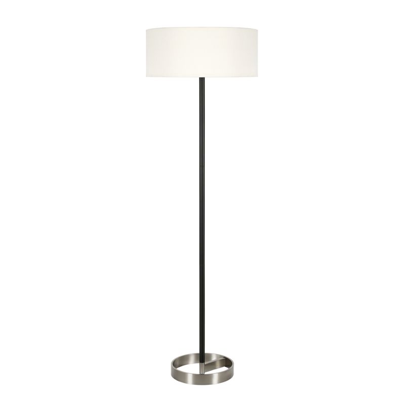 Hudson & Canal - Estella Two-Tone Floor Lamp with Fabric Shade in Matte Black/Brushed Nickel/White - FL0423