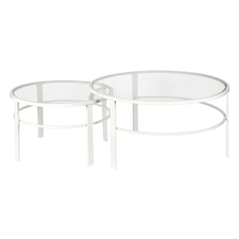 Hudson & Canal - Gaia Round Nested Coffee Table in White - CT0202
