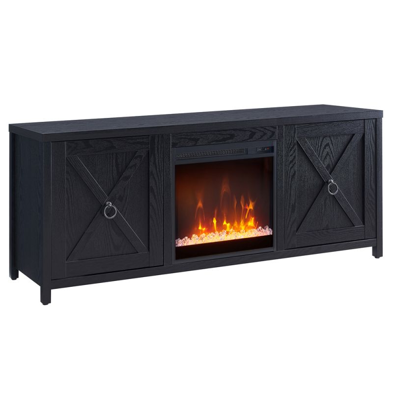 Hudson & Canal - Granger Rectangular TV Stand with Crystal Fireplace for TV's up to 65