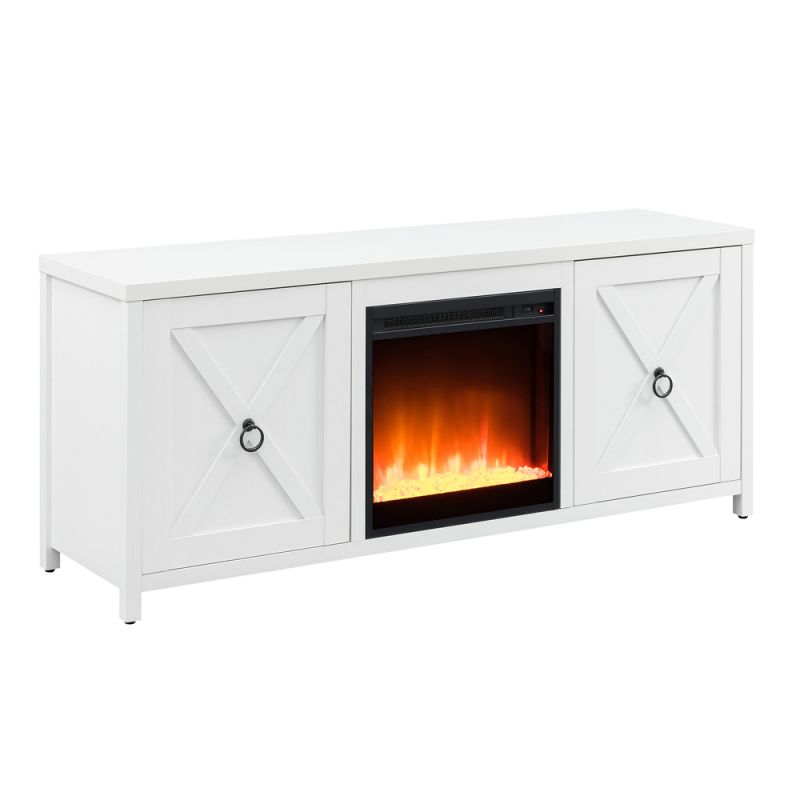 Hudson & Canal - Granger Rectangular TV Stand with Crystal Fireplace for TV's up to 65