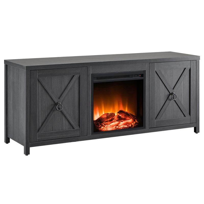 Hudson & Canal - Granger Rectangular TV Stand with Log Fireplace for TV's up to 65