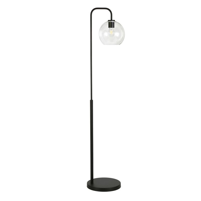 Hudson & Canal - Harrison Arc Floor Lamp with Glass Shade in Blackened Bronze/Clear - FL0293