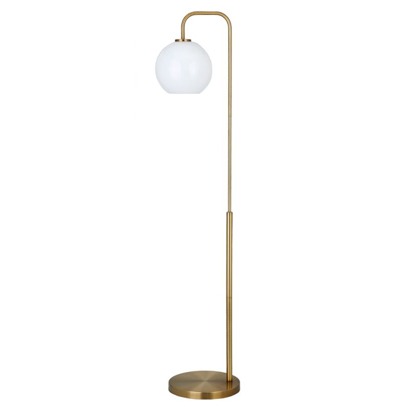 Hudson & Canal - Harrison Arc Floor Lamp with Glass Shade in Brass/White Milk - FL0471
