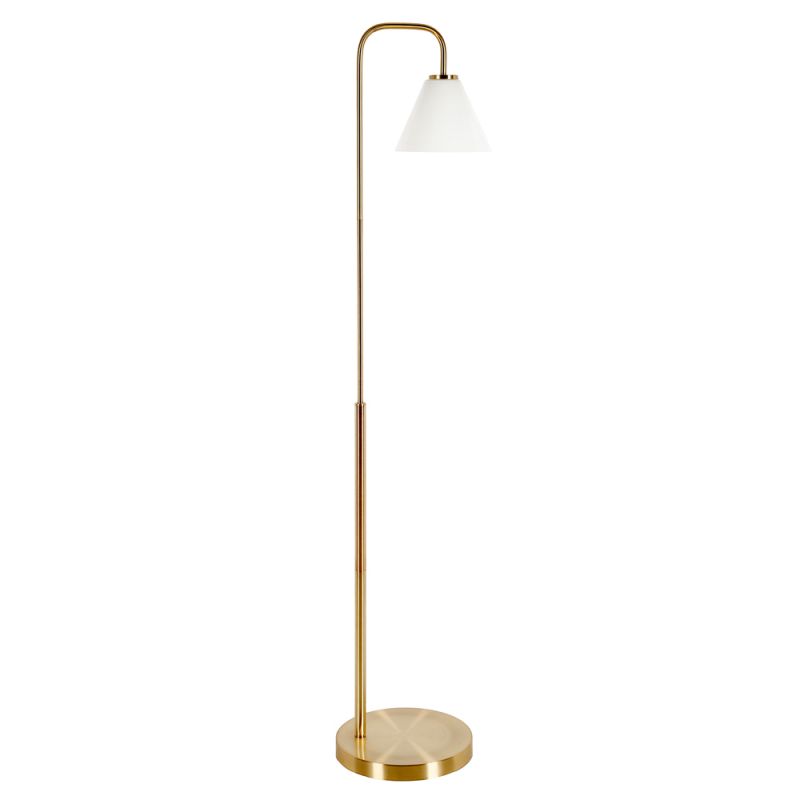 Hudson & Canal - Henderson Arc Floor Lamp with Glass Shade in Brass/White Milk - FL0777