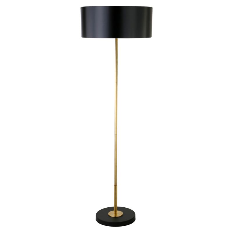 Hudson & Canal - Hoffman 2-Light/Two-Tone Floor Lamp with Metal Shade in Brass/Blackened Bronze/Black - FL1108
