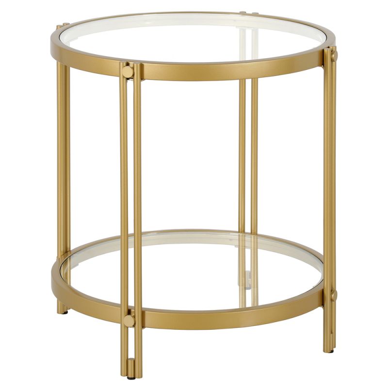 Hudson & Canal - Inez 21'' Wide Round Side Table in Brass - ST1828
