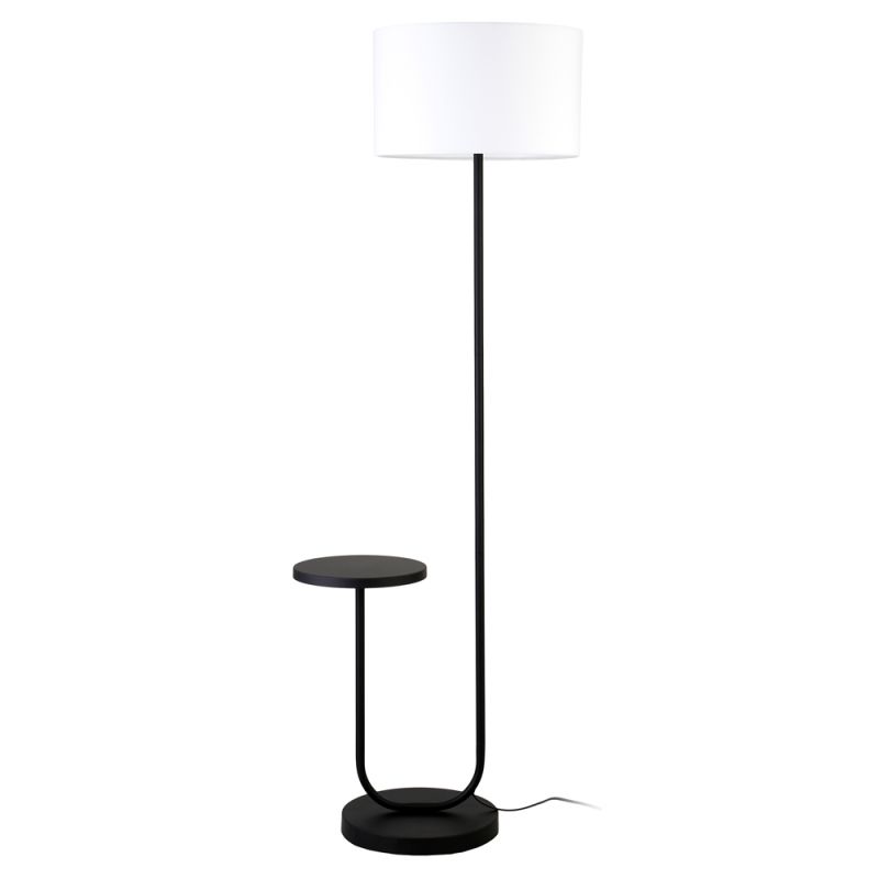Hudson & Canal - Jacinta Tray Table Floor Lamp with Fabric Shade in Blackened Bronze/White - FL1568