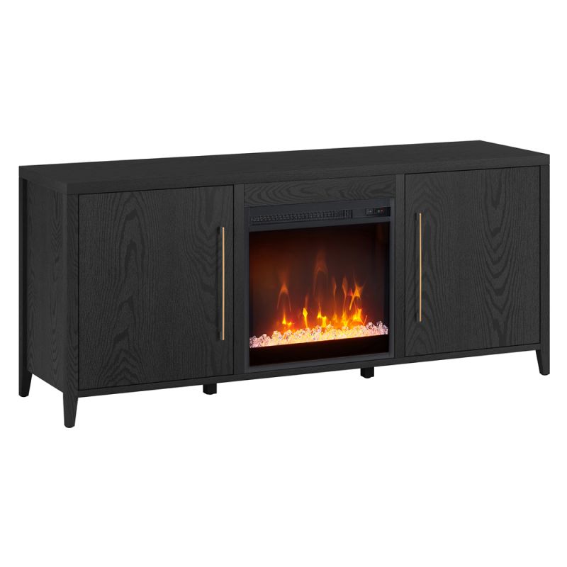 Hudson & Canal - Jasper Rectangular TV Stand with Crystal Fireplace for TV's up to 65