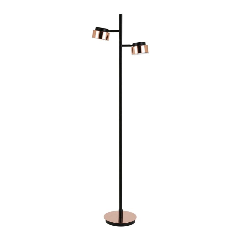 Hudson & Canal - Jex 2-Light Floor Lamp with Metal Shade in Blackened Bronze/Copper/Copper - FL0180
