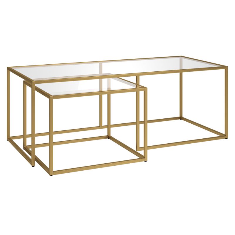 Hudson & Canal - Kennedy Rectangular Nested Coffee Table in Brass - CT1491